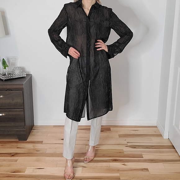 DKNY sheer blouse tunic style - Picture 3 of 15